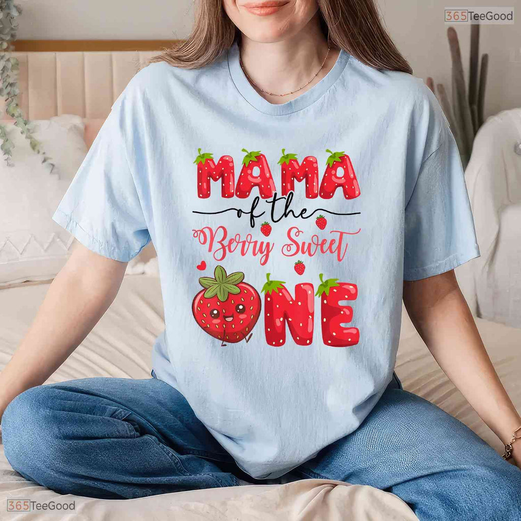 Berry Sweet One Mama Strawberry First Birthday Mother Mothers Day T-Shirt