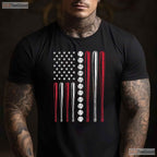 Patriotic Baseball 4th Of July T-Shirt Men Boys USA American Flag Sport Tee