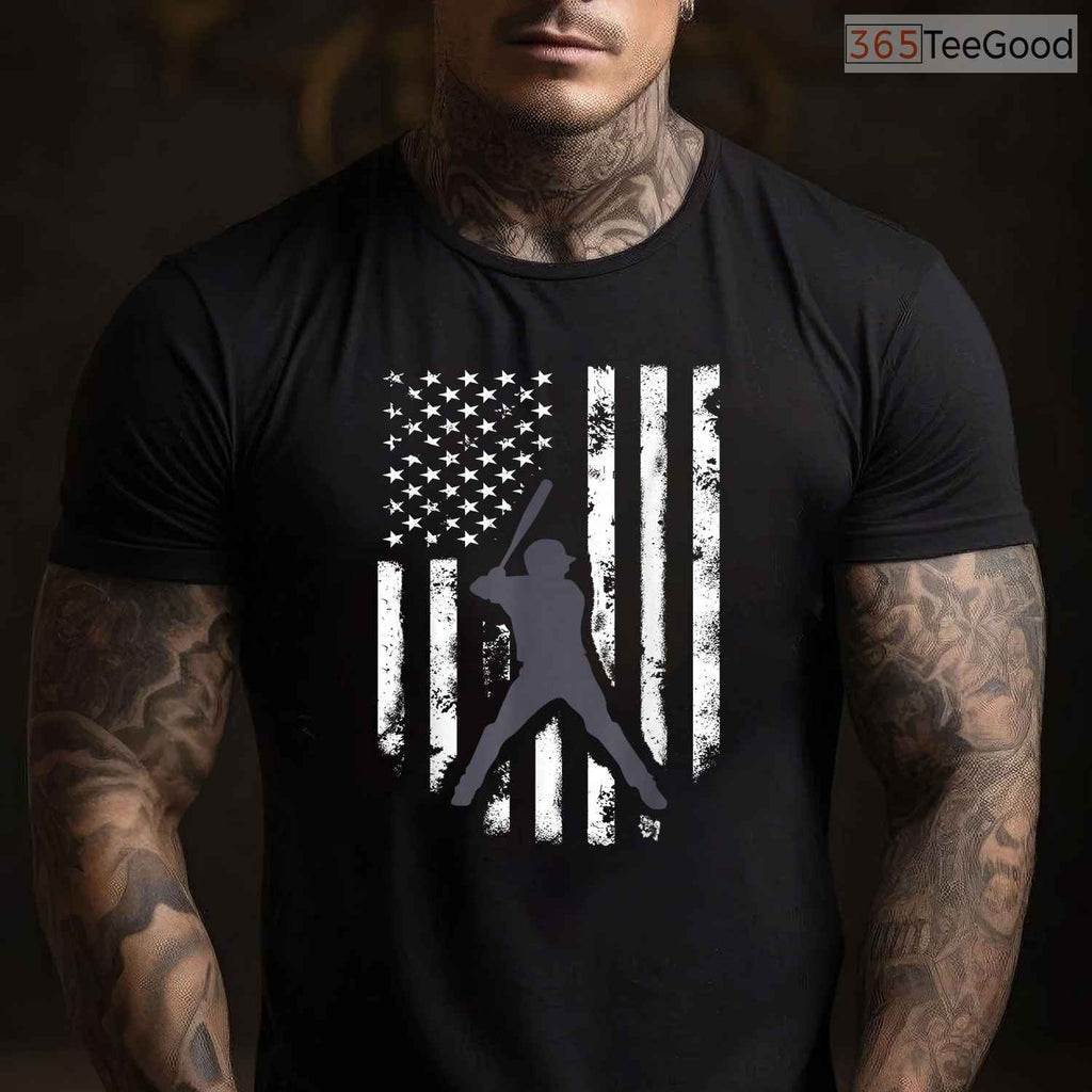 Cool American Flag Baseball Shirt Distressed Jersey Gift T-Shirt For Men Boy