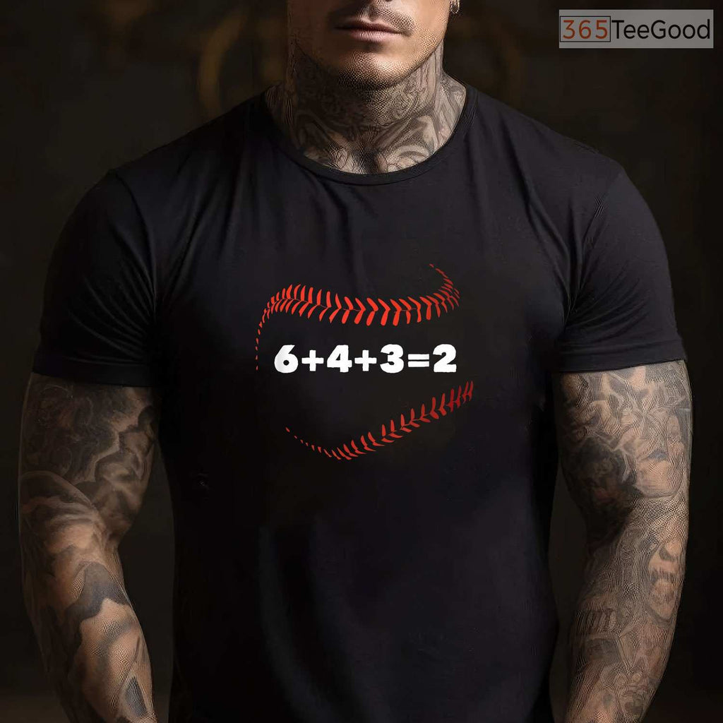 6 4 3 2 Double Play Baseball Player T-Shirt Funny Math Saying Sports Apparel