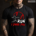 Run Steal I Dare You Humor Baseball Catcher T-Shirt Vintage Distressed Gift