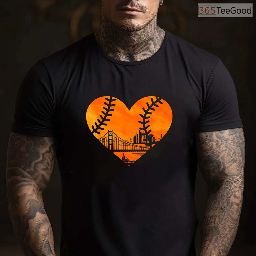 San Francisco Baseball Vintage Heart T-Shirt US State City Pride Sports Gift