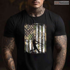 Camo Flag Baseball Player Vintage T-Shirt Patriotic Men Women Kids Sport Tee