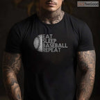 Eat Sleep Baseball Repeat Funny Baseball Player T-Shirt Sports Routine Gift