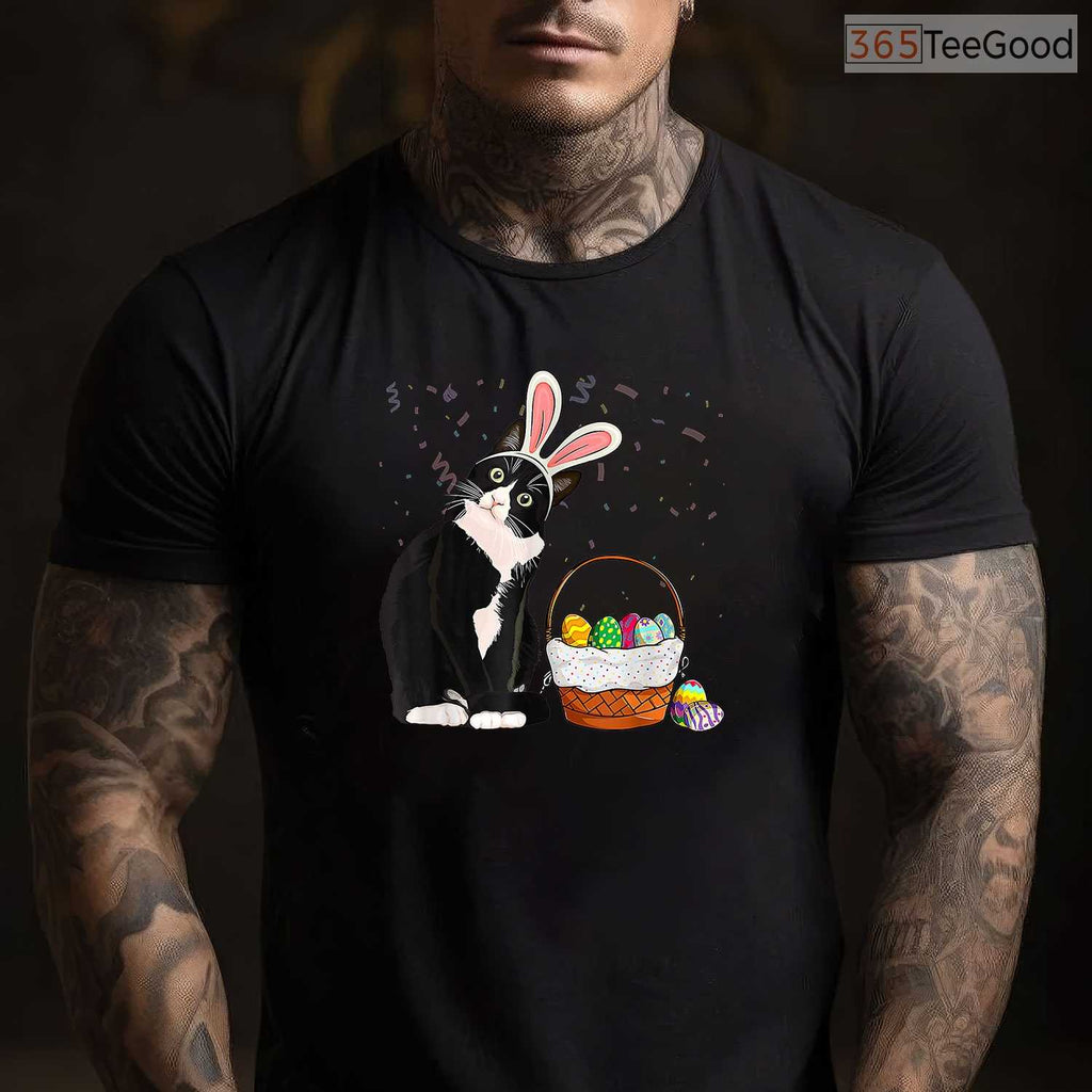 Easter Day Cat Bunny Ears Eggs T-Shirt Funny Men Women Happy Easter Kitty Tee