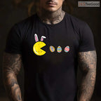 Video Game Eating Easter Eggs Retro Gamer T-Shirt Men Boys Kids Teen Gaming Tee