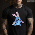 Disney Stitch In Easter Bunny Costume T-Shirt Cute Fuzzy Friend Holiday Shirt