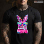 Bunny Face With Tie Dye Glasses Happy Easter Day T-Shirt Men Boy Kid Party Tee