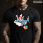 Shark Bunny Easter Eggs T-Shirt Funny Sea Animal Hunt Boys Kids Mens Top Shirt