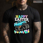 Boys Happy Easter Monster Truck T-Shirt Eggs Crusher Toddler Vehicle Shirt