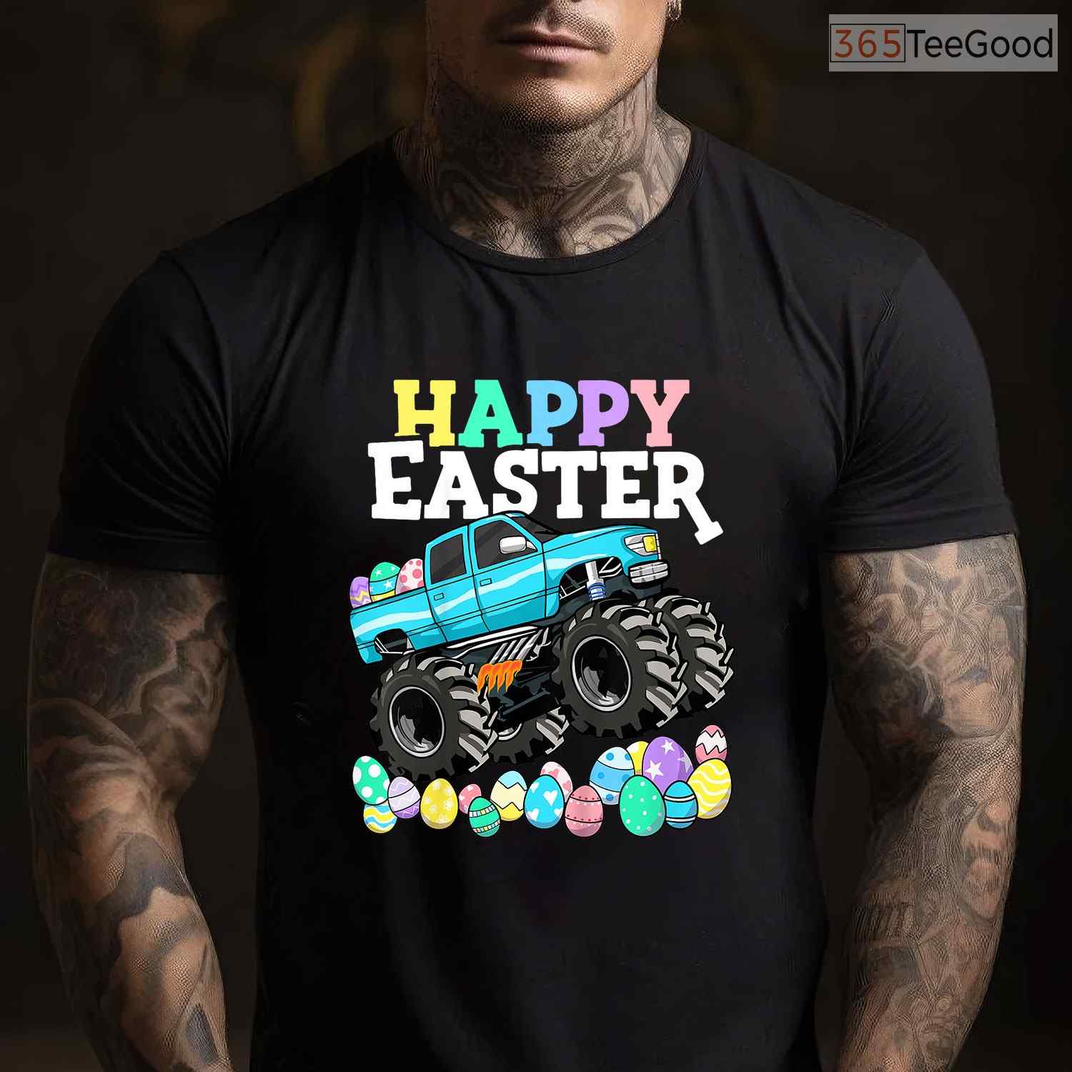 Boys Happy Easter Monster Truck T-Shirt Eggs Crusher Toddler Vehicle Shirt