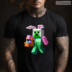 Easter Bunny Egg Pixel T-Shirt Happy Easter Day Retro Video Game Gamer Shirt