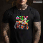 Bunny T-Rex Easter Monster Truck T-Shirt Dino Funny Boys Cool Vehicles Shirt