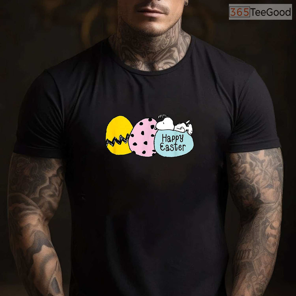 Peanuts Happy Easter Eggs T-Shirt Snoopy Charlie Brown Classic Cartoon Shirt