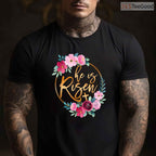 He Is Risen Jesus Christian T-Shirt Easter Floral Wreath Faith Religious Shirt