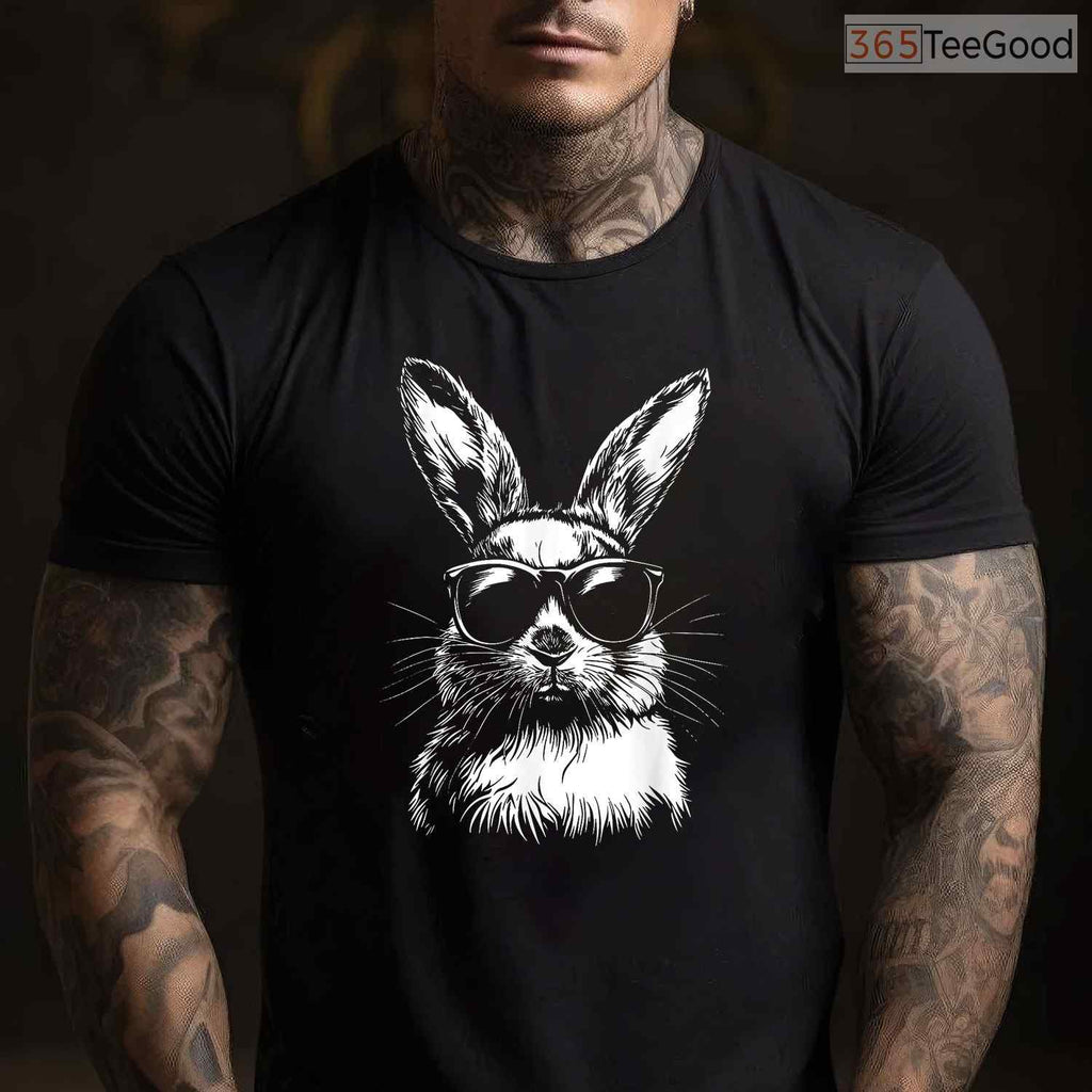 Rabbit Easter Bunny Sunglasses T-Shirt Cool Hipster Glasses Spring Gift Shirt