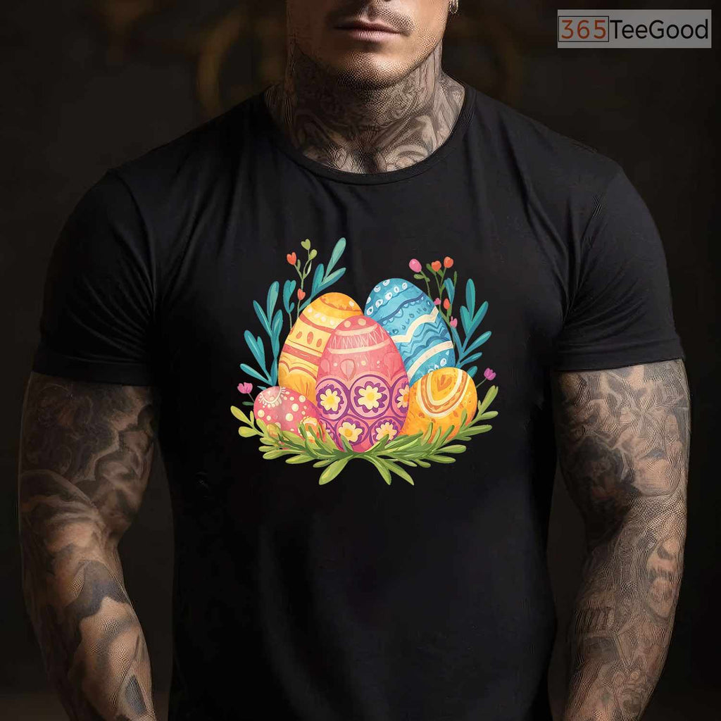 Easter Eggs Graphic T-Shirt Colorful Pattern Happy Holiday Spring Vibe Shirt