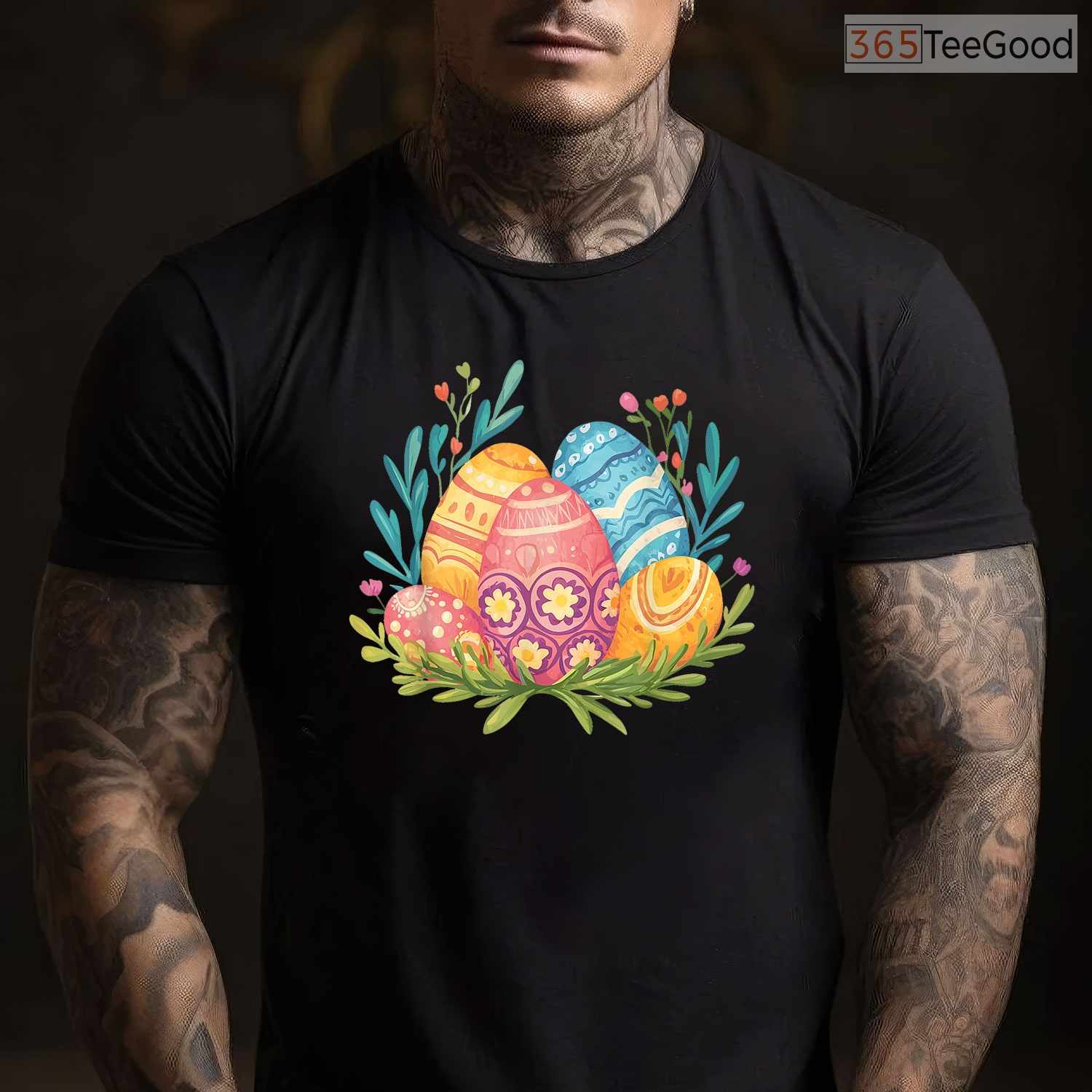 Easter Eggs Graphic T-Shirt Colorful Pattern Happy Holiday Spring Vibe Shirt