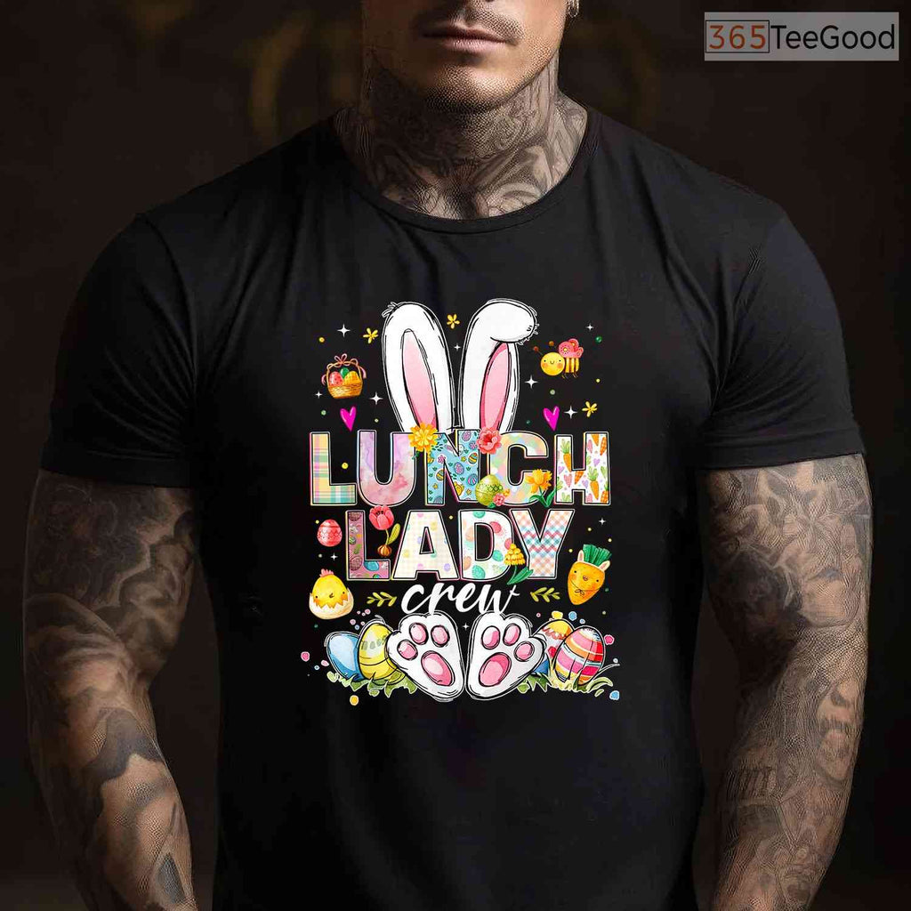 Lunch Lady Crew T-Shirt Funny Bunny Cafeteria Squad Happy Easter Day Shirt