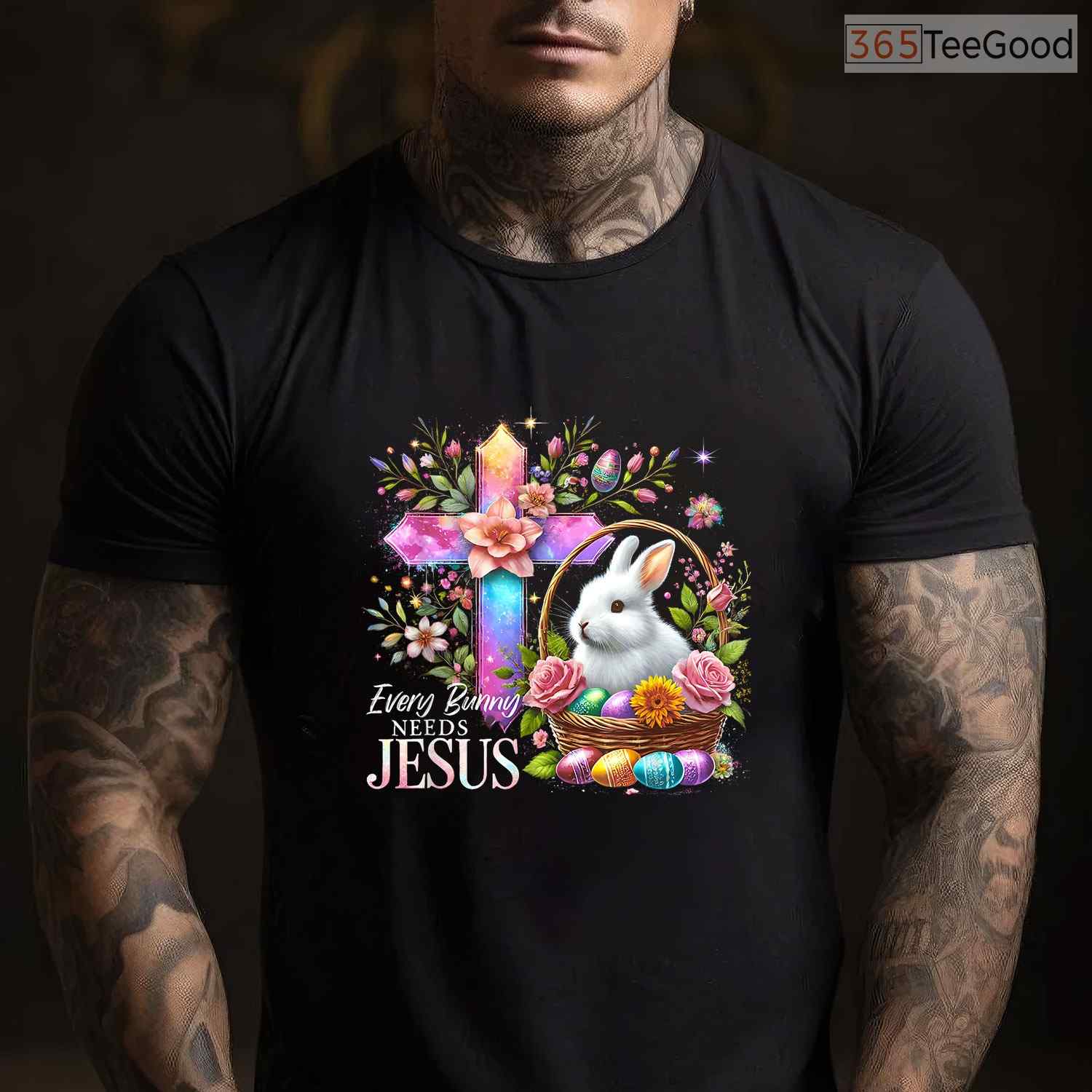 Easter Cross Bunny Needs Jesus T-Shirt Rabbit Christian Religious Faith Shirt