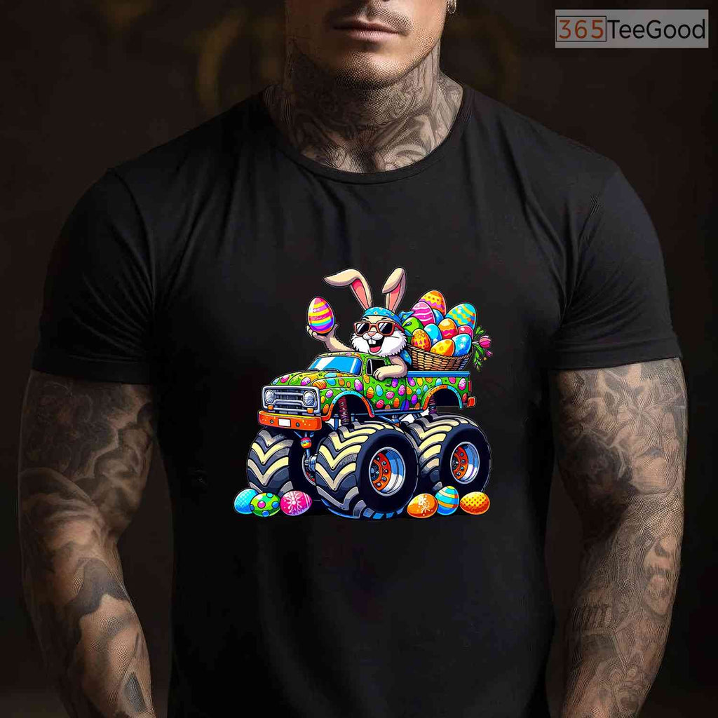 Easter Day Bunny Monster Truck Eggs T-Shirt Cool Rabbit Vehicle Toddler Shirt