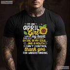 I - m An April Sunflower Girl T-Shirt - Queen Born On April Tee - Cute Floral Birthday