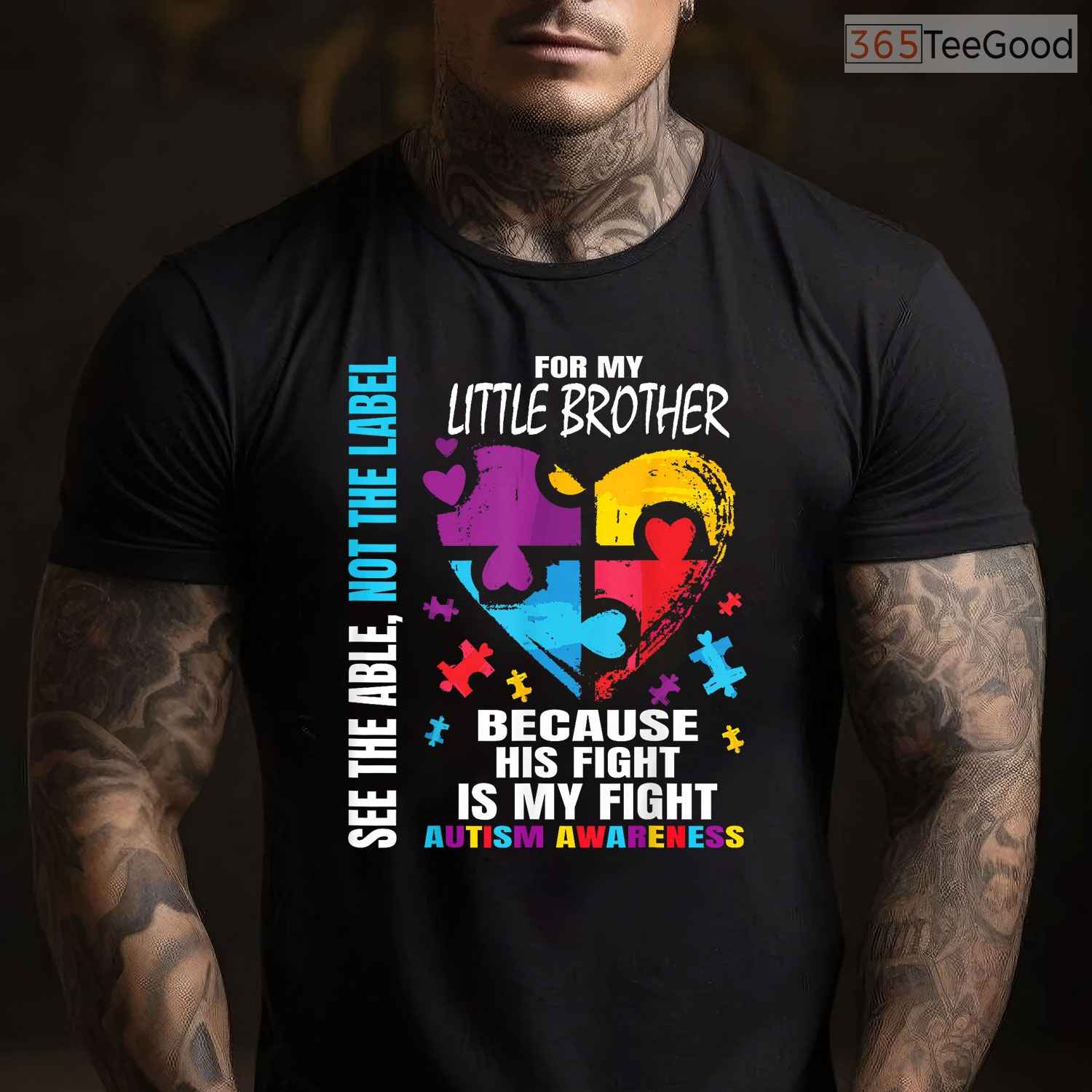 His Fight Is My Fight Blue Little Brother Autism T-Shirt April Awareness
