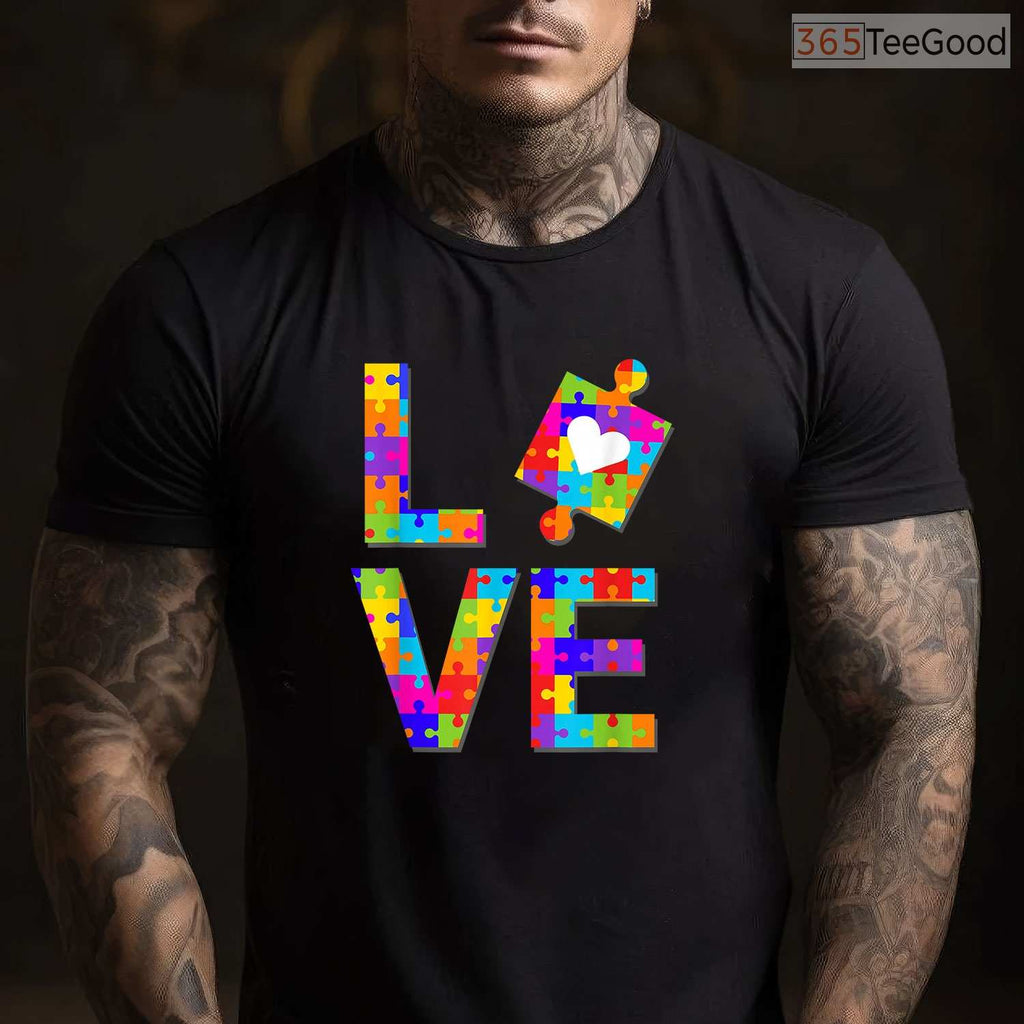Autism Puzzle Love Awareness Month Ribbon Adult Kids T-Shirt April Support