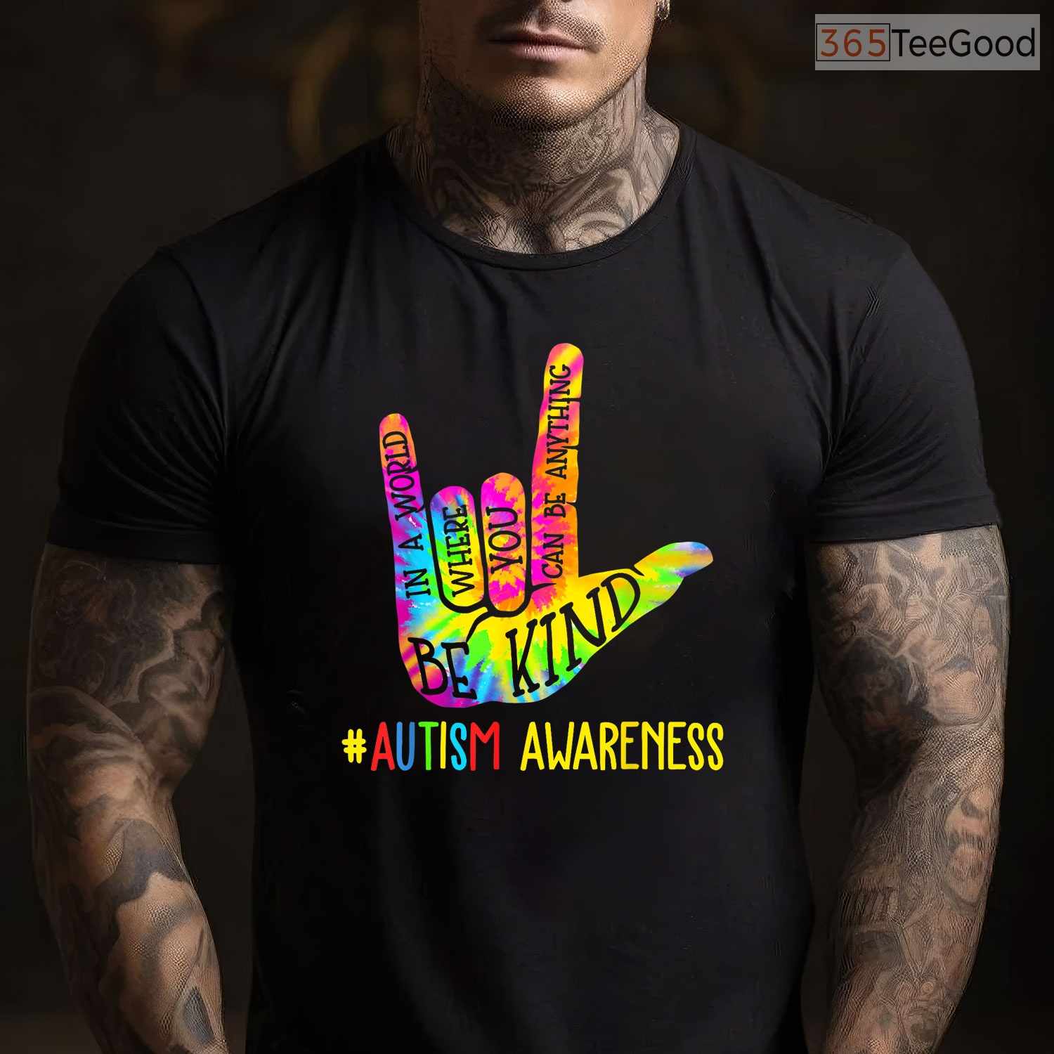 Be Kind ASL Love Sign Language Hand Autism Shirt April Awareness Tie Dye
