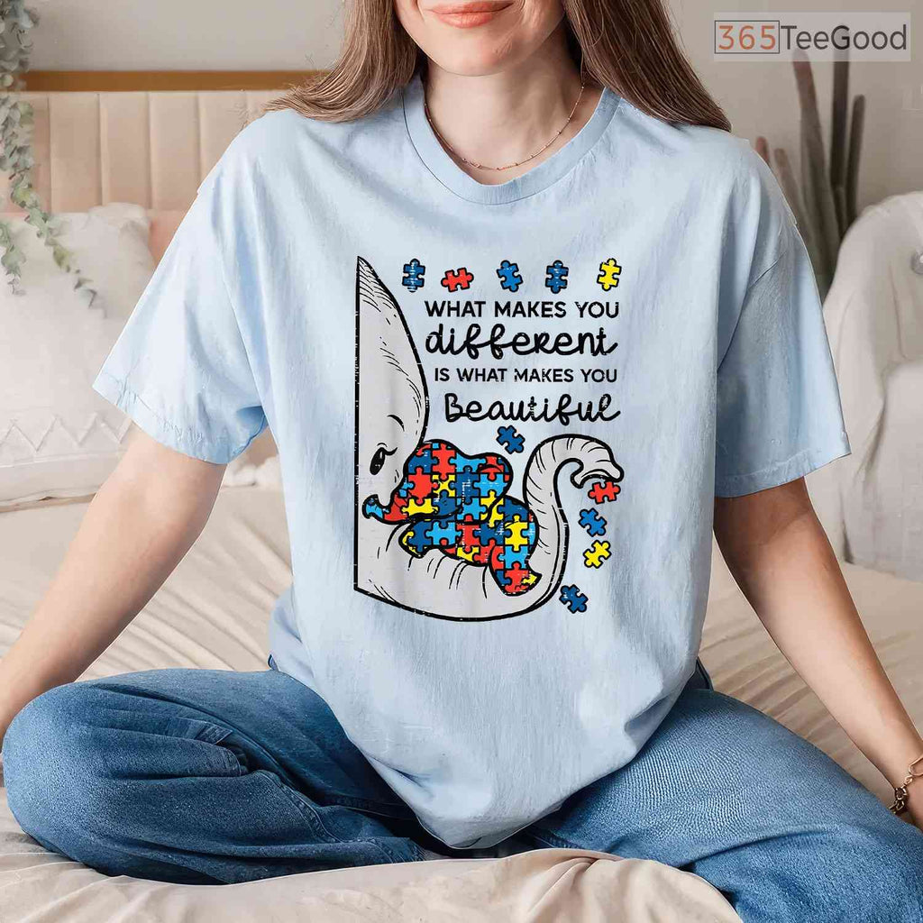 What Makes You Different Beautiful Elephant Autism Shirt April T-Shirt