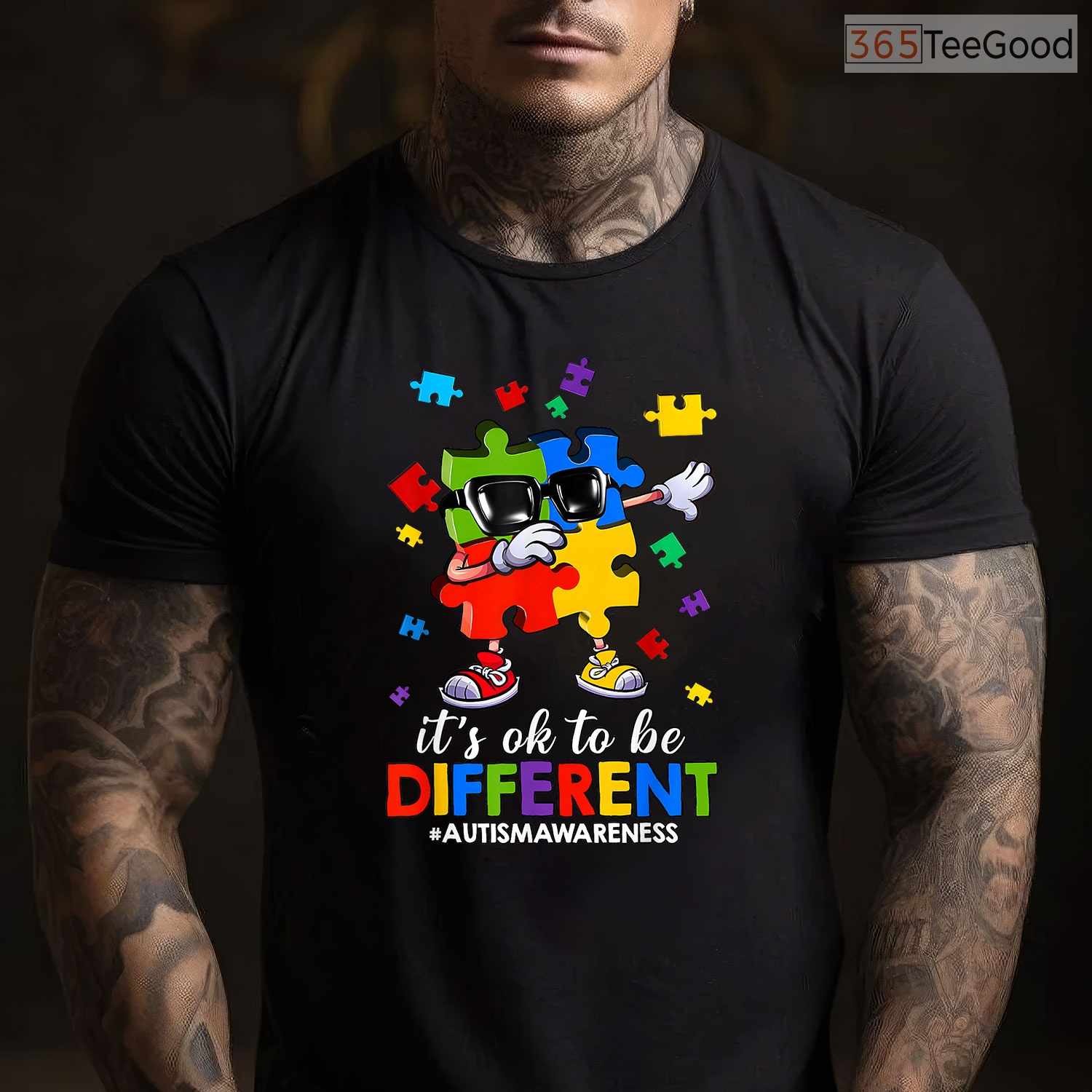 Its OK To Be Different Dabbing Puzzle Autism Shirt April Awareness Kids T-Shirt