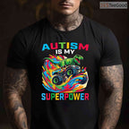 Autism Is My Superpower Dino T Rex Truck Shirt April Awareness Kids Boys T-Shirt