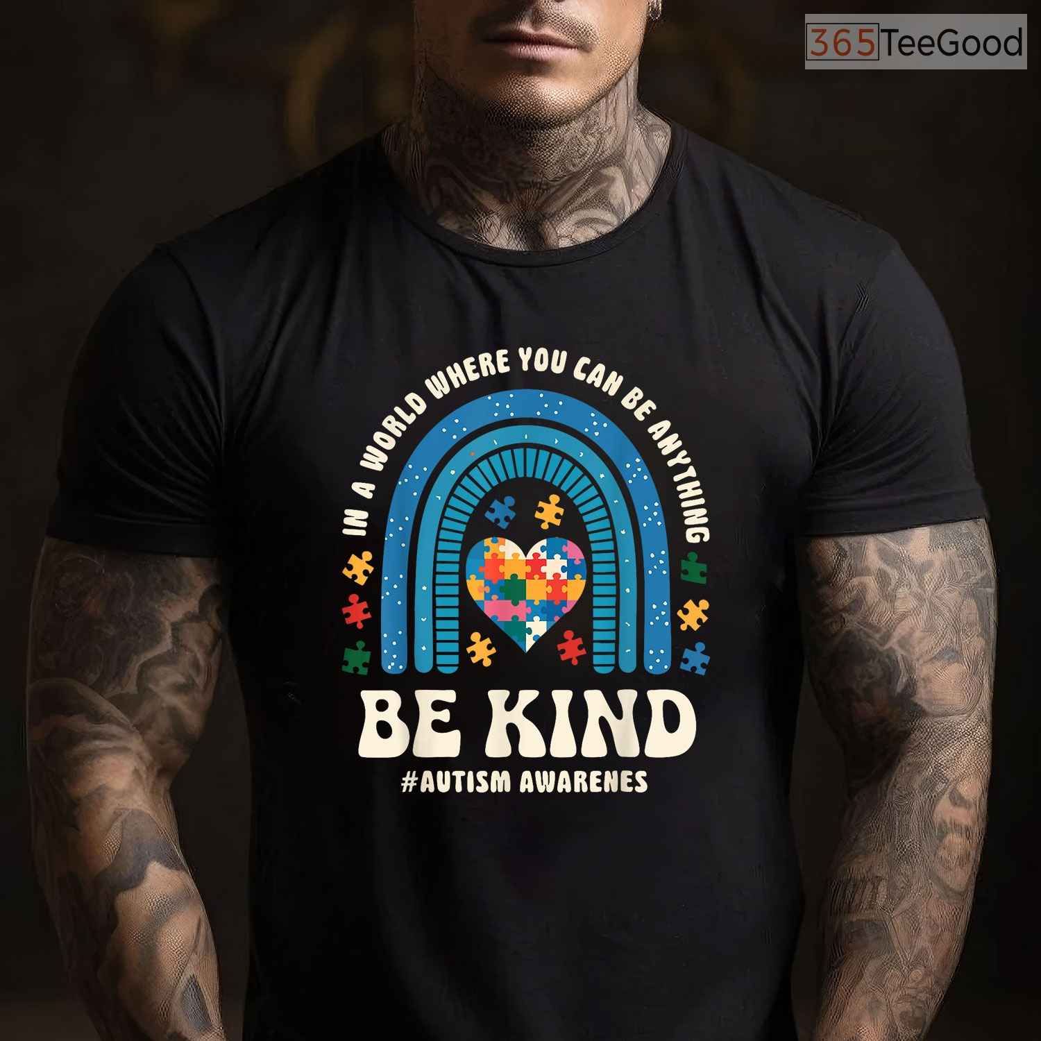 Be Kind Autism Awareness Puzzle Heart Rainbow Shirt April Men Women Kids T-Shirt