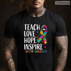 Autism Awareness Ribbon Mom Dad Kids Autistic Shirt April Support Family T-Shirt