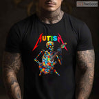 Autism Skeleton Guitar Player Rock Music Shirt April Awareness Cool T-Shirt