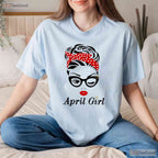 Women - s April Girl Birthday T-Shirt - Winking Eye Face Born In April Tee Gift