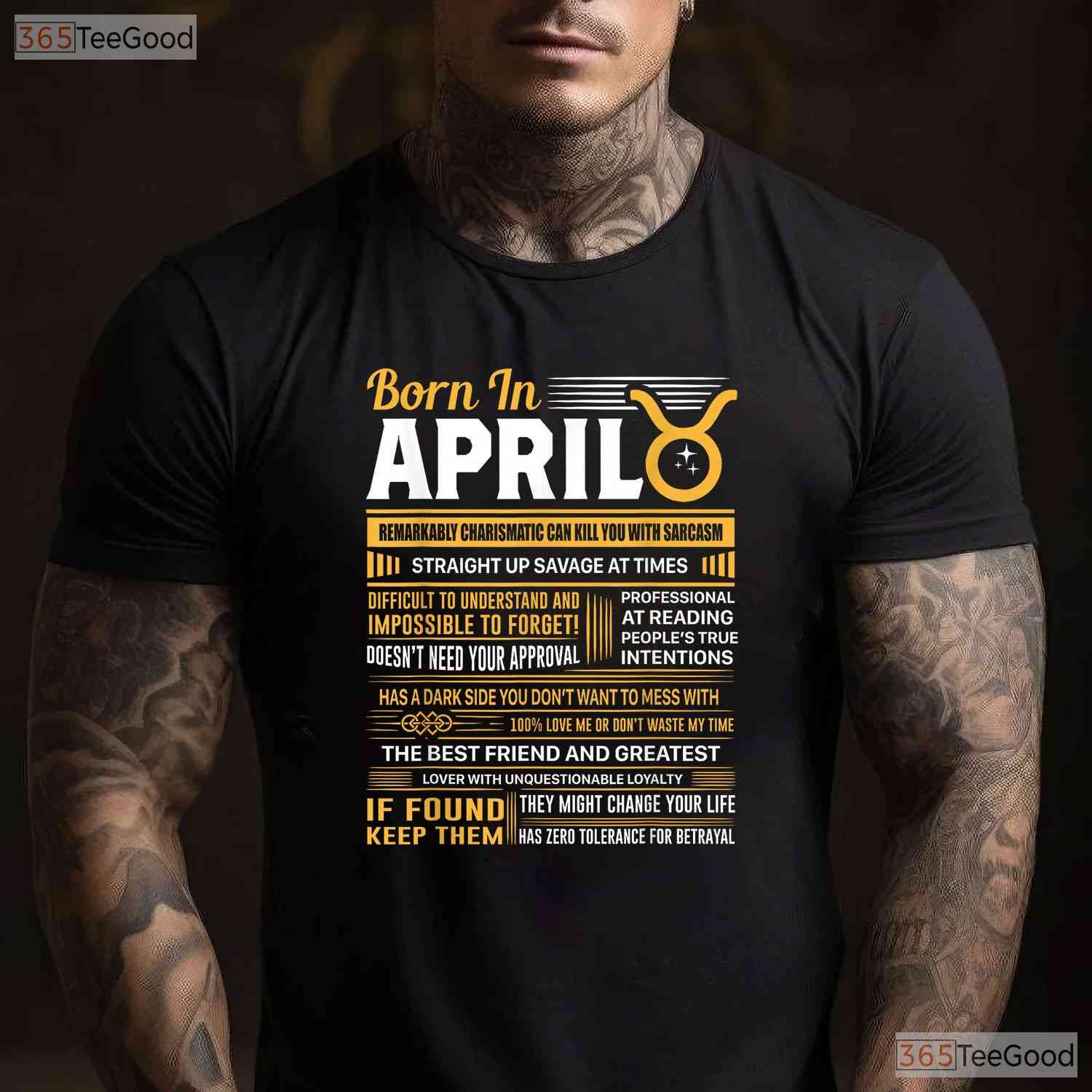 Born In April Taurus T-Shirt - Funny Zodiac Birthday Gift - Bull Astrology Tee