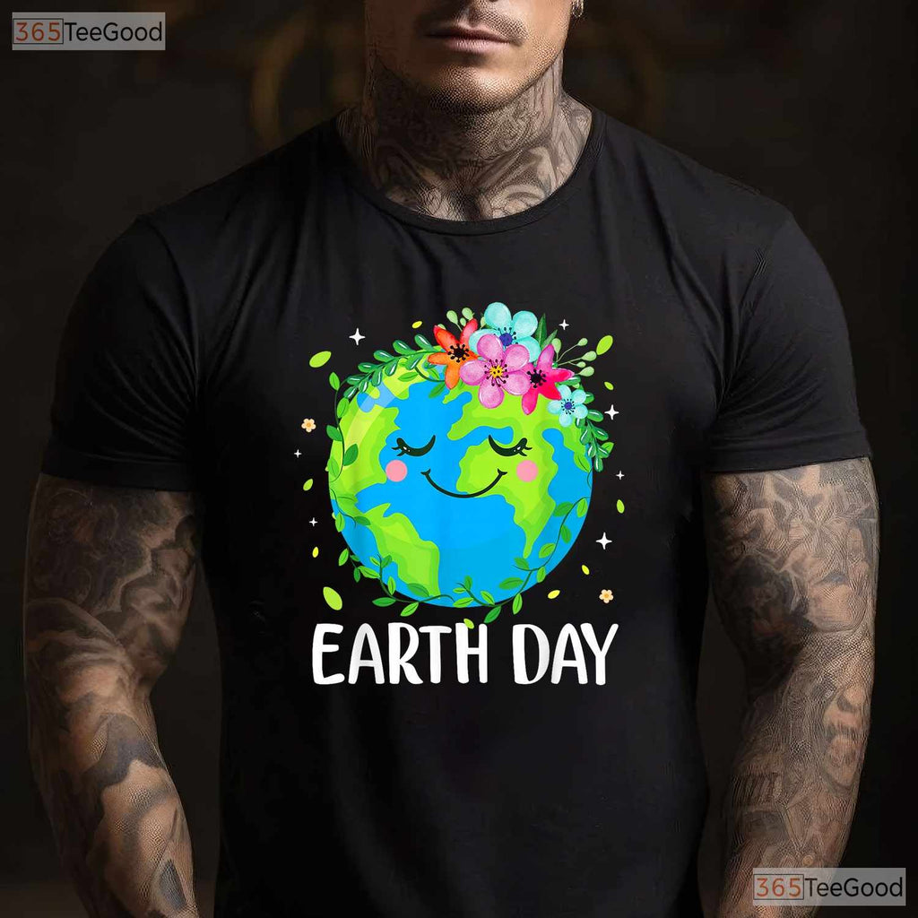 Floral Earth Day 2026 T-Shirt Gifts Unisex Adults Kids Modern Botanical Nature Tee