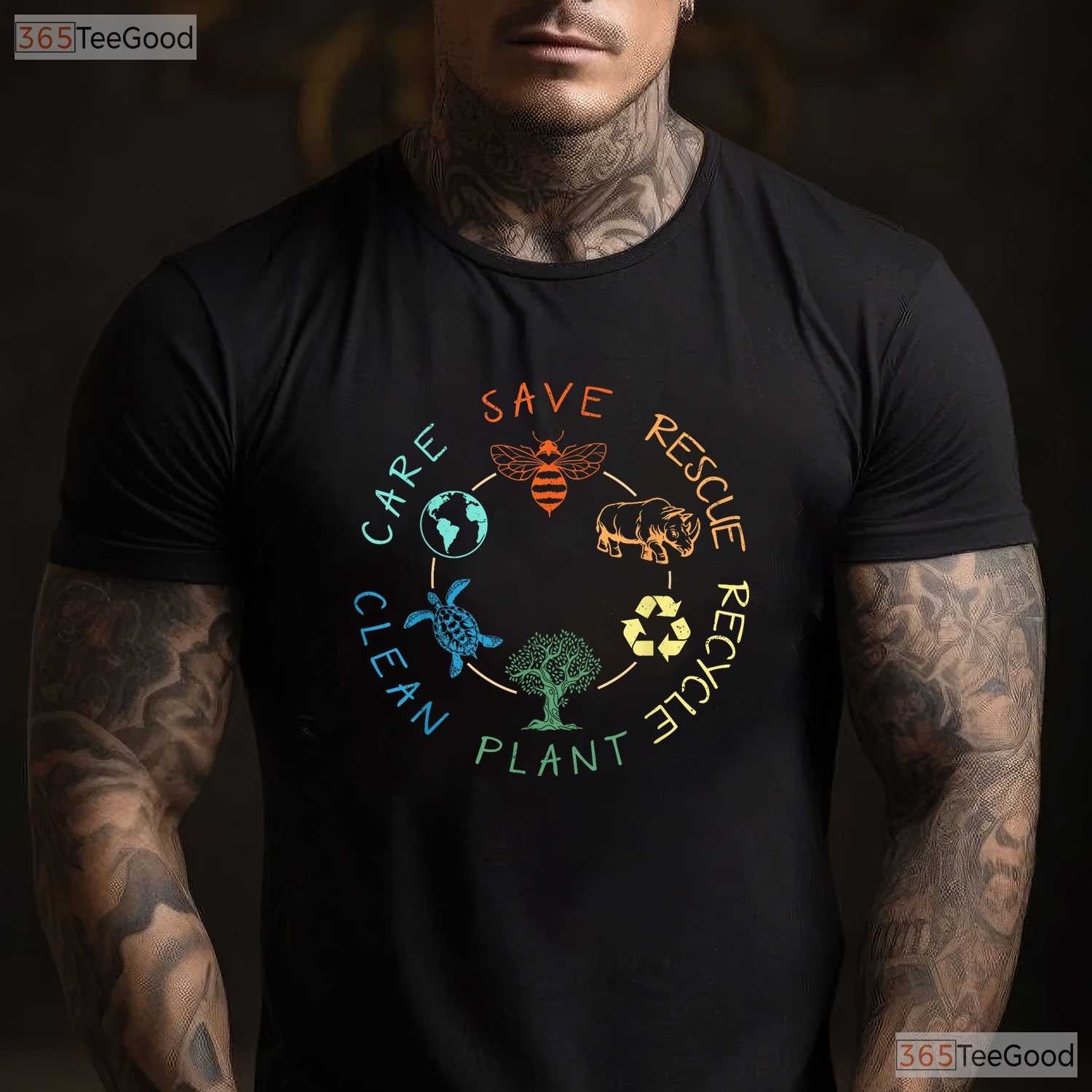 Save Bees Rescue Animals Recycle Plastic Earth Day T-Shirt Eco Activist Nature Tee