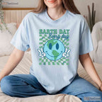 Earth Day Everyday Smiley Face T-Shirt Hippie Planet Anniversary Retro 70s Graphic