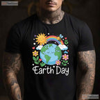 Earth Day Shirt Kids And Women Planet Smile T-Shirt Happy World Eco Friendly Gift