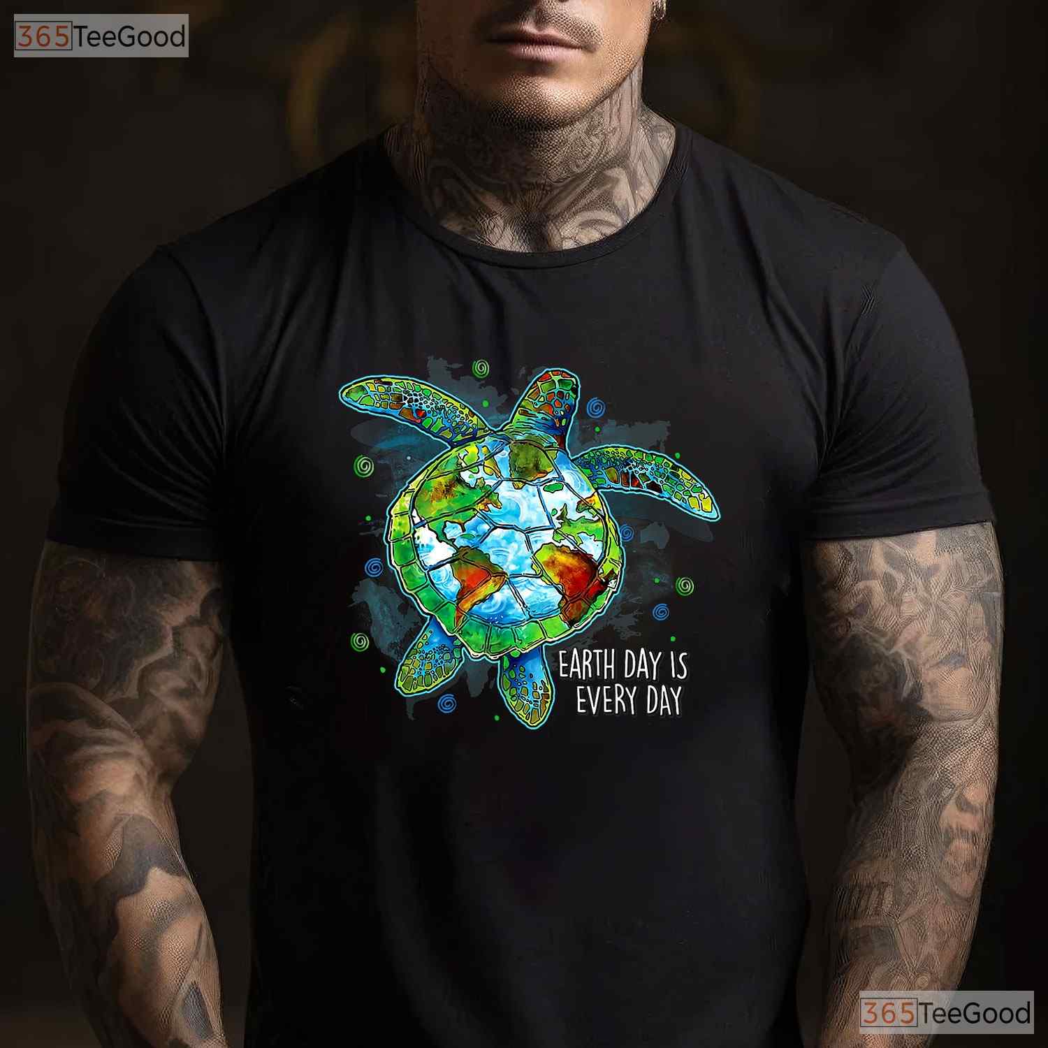 Earth Day Is Every Day Funny Sea Turtle T-Shirt Animal Saving Planet Retro