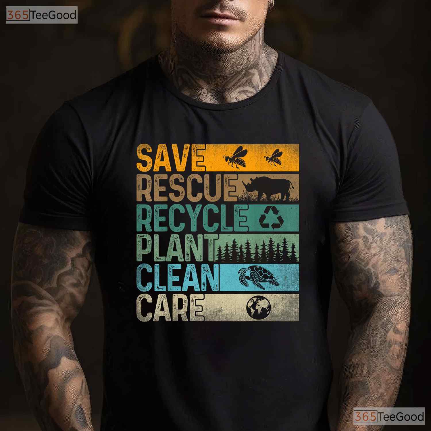 Save Bees Rescue Animals Recycle Plastic Earth Day T-Shirt Eco Activist Tee
