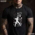 American Flag Baseball Player Camo T-Shirt USA Patriotic Graphic Sports Gift