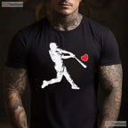 Valentines Day Baseball Batter Silhouette Heart T-Shirt Men Boys Kid Apparel