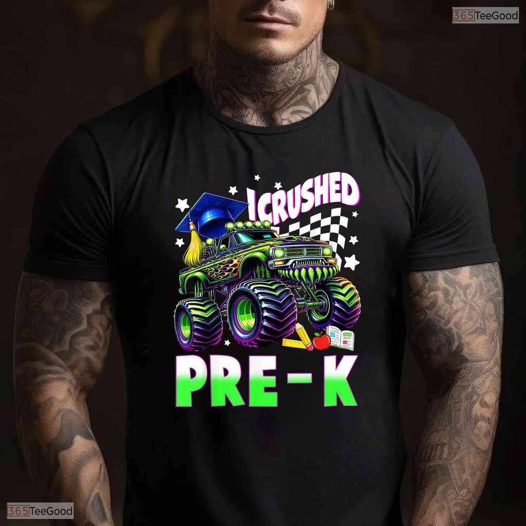 Awesome I Crushed Pre-K Monster Truck Graduation Boys Kids Party T-Shirt
