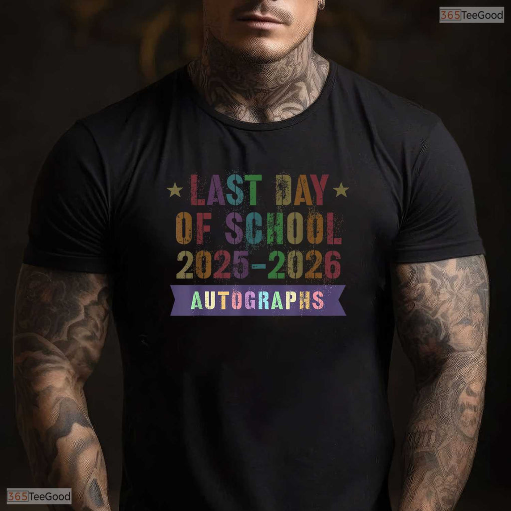 Interactive Goodbye School Last Day 2026 Kids Sign My Autographs T-Shirt