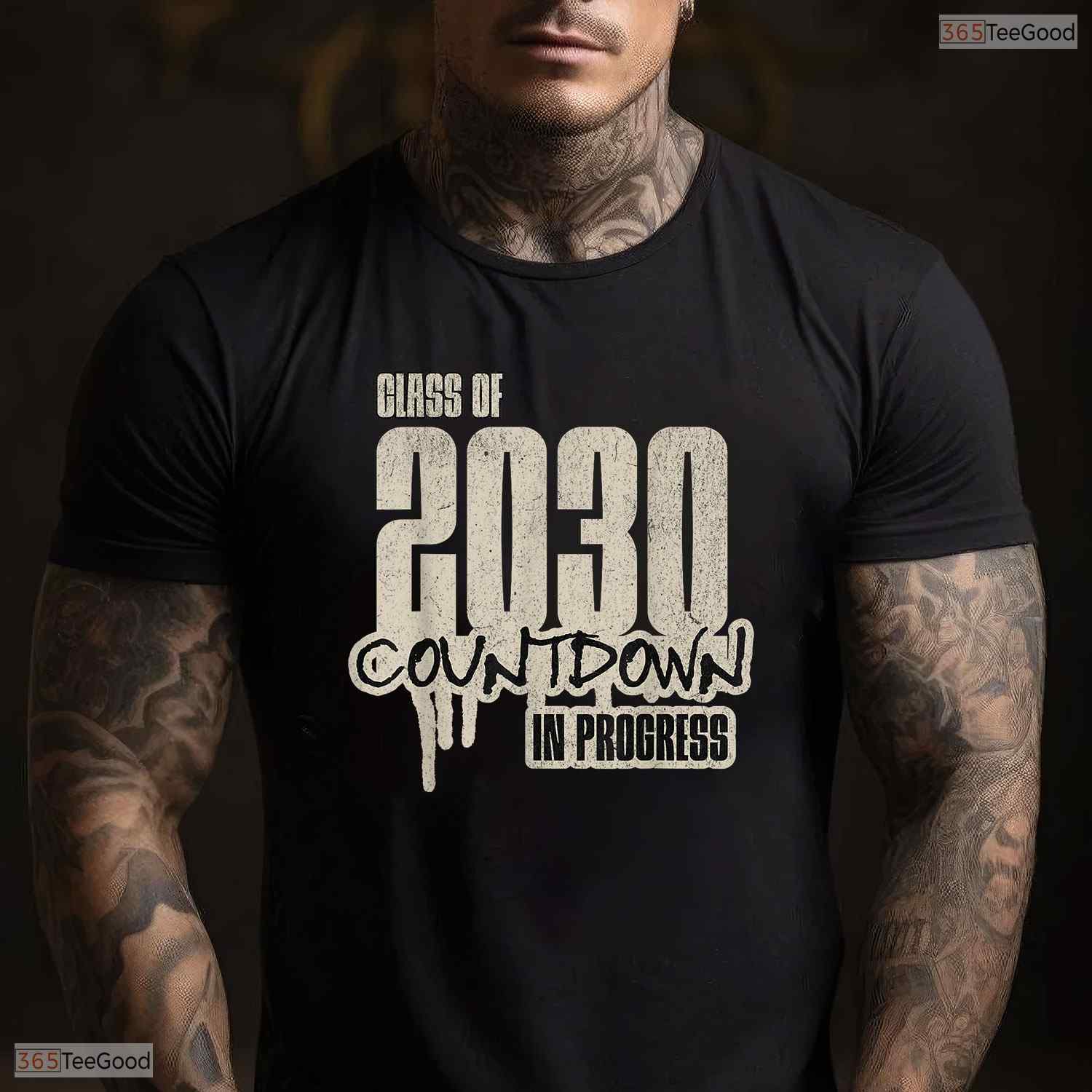 Funny Class Of 2030 Countdown Graduate Student Matching Graduation T-Shirt