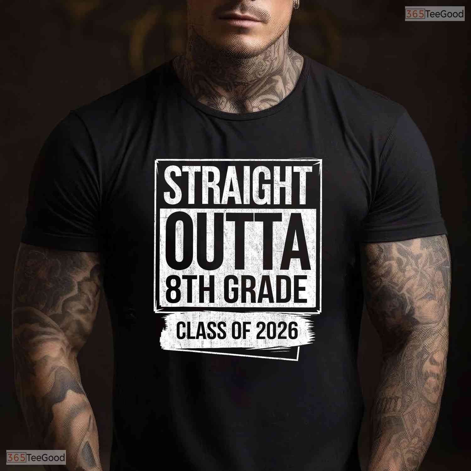 Cool Straight Out Of 8th Grade Graduate Class Of 2026 Graduation T-Shirt
