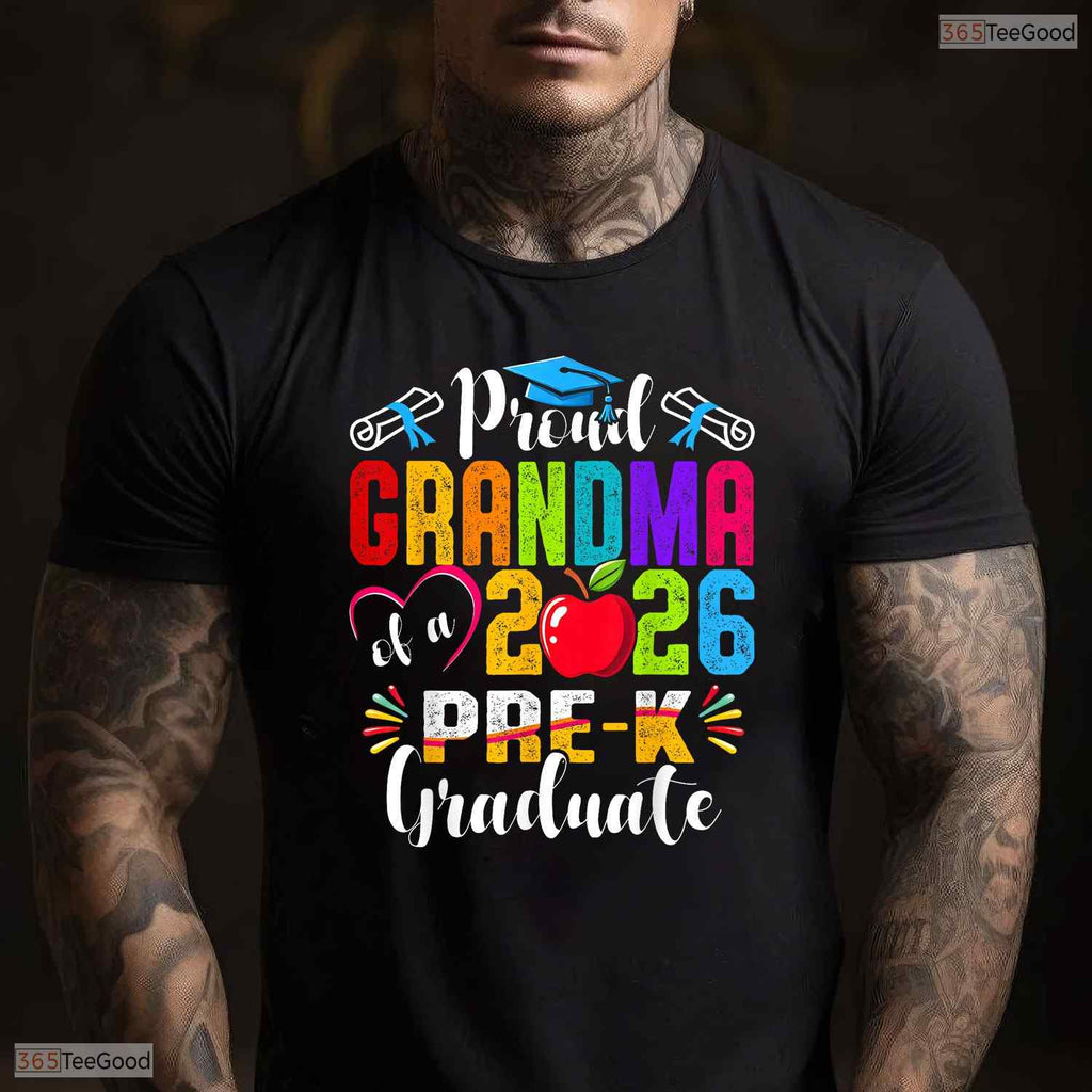 Blessed Proud Grandma Of 2026 Pre-K Graduate Mothers Day Graduation T-Shirt